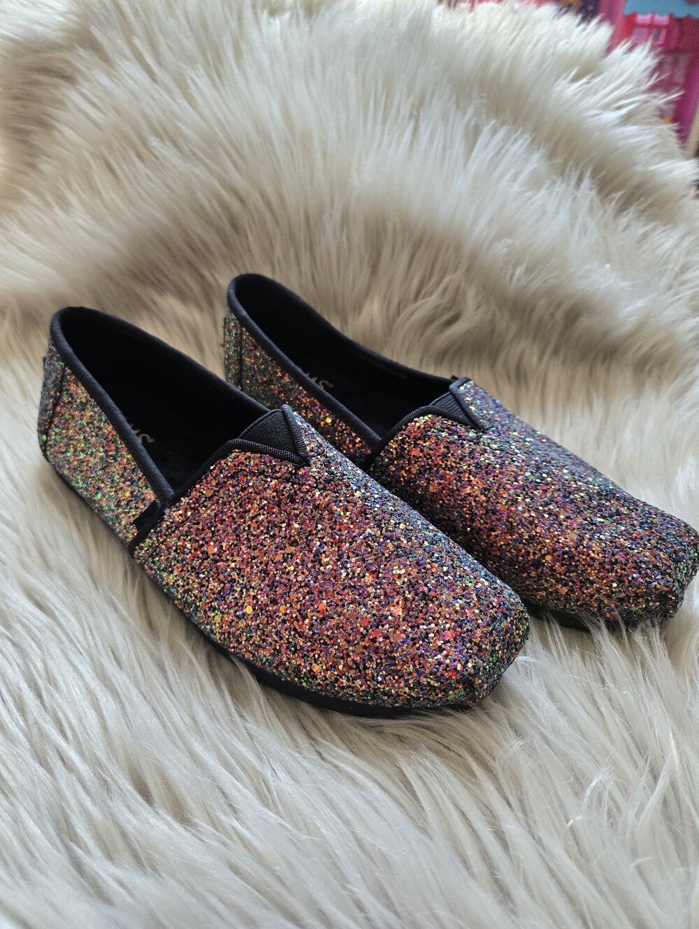 Toms Sparkling Multicolor Glitter Slip-On Flats - Women